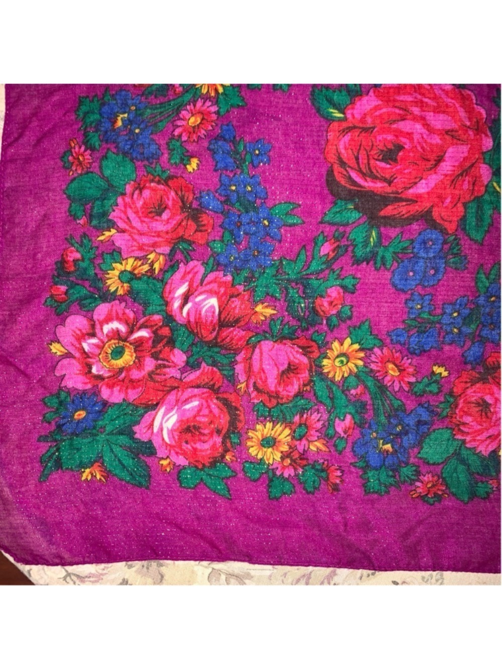 Women's Unbranded Scarf One Size Purple Floral - Picture 7 of 7